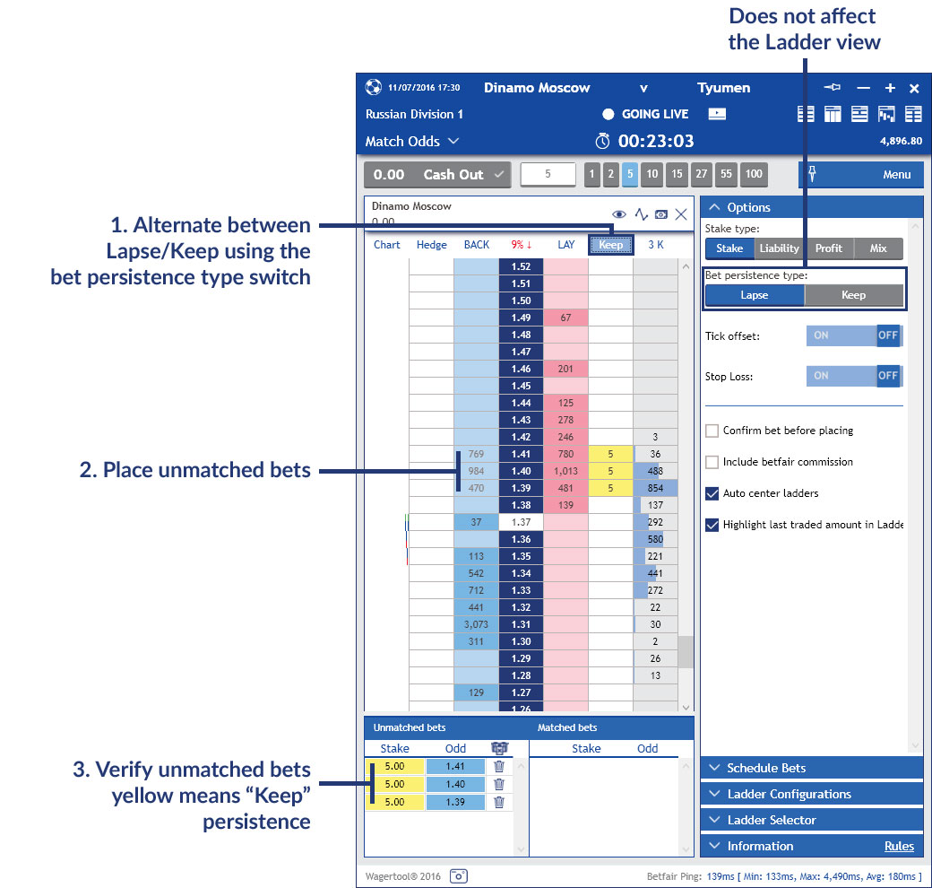 Bet persistence types | User Guide | Wagertool